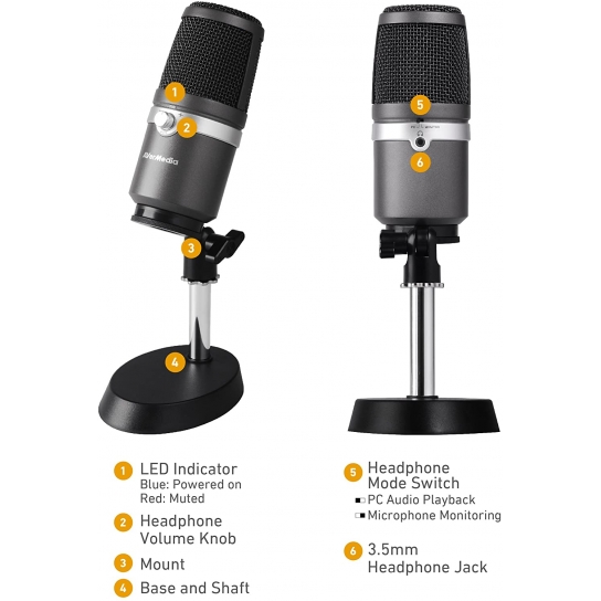 AVerMedia Live Streamer AM310 Uni-directional condenser Microphone