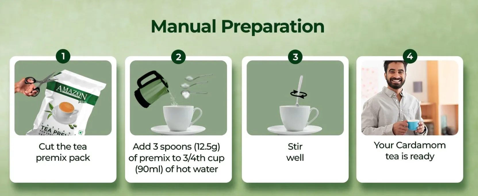 AMAZON Plus 3-in-1 Cardamom Tea Premix 