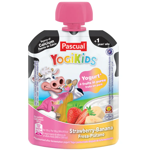 Pascual Yogikids Strawberry and banana pouch 80gm