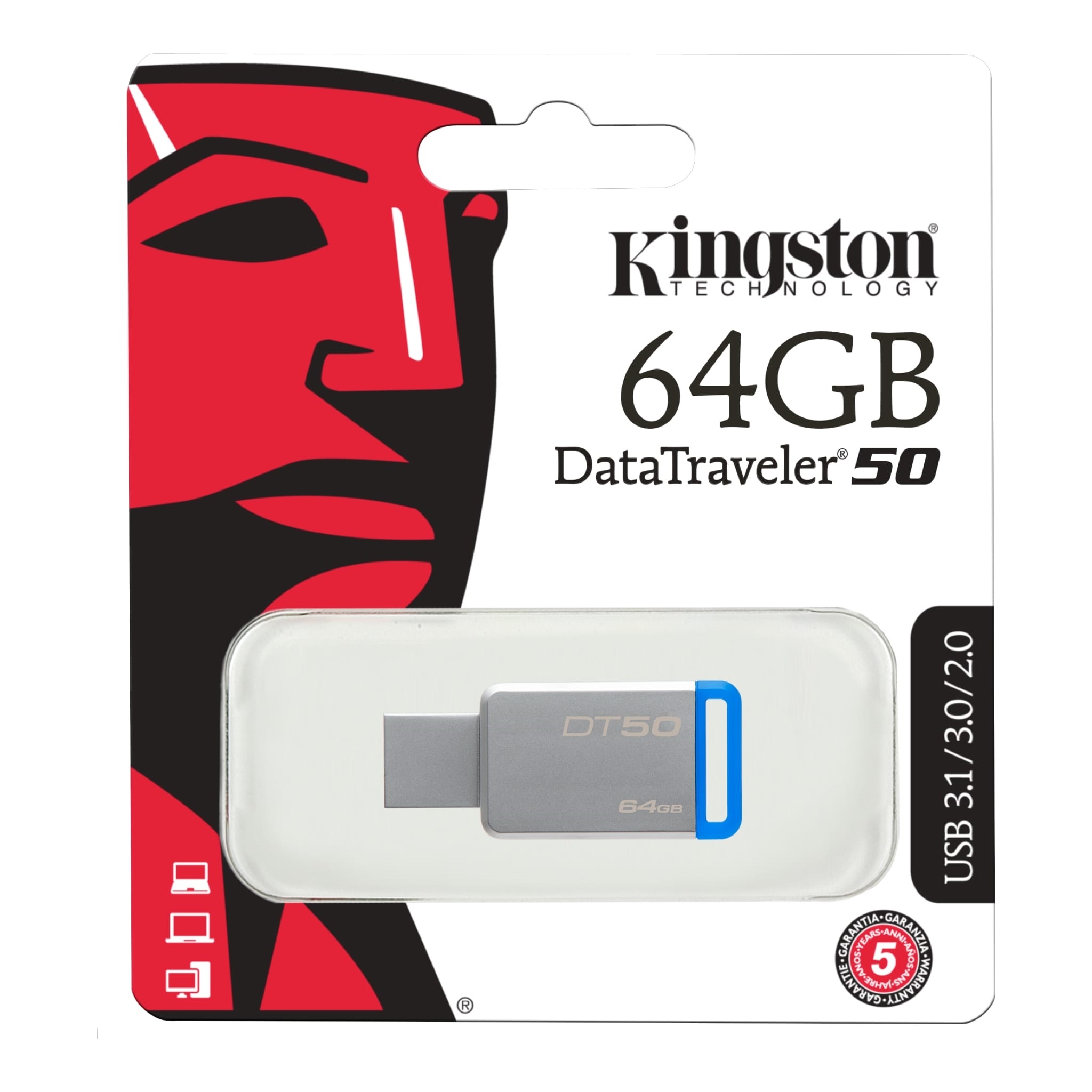 Data Traveller 50 - Metal -  Capless 3.0 - 64GB