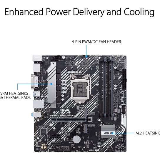 ASUS Prime B460M-A LGA 1200 (Intel 10th Gen) Micro ATX Motherboard (Dual M.2, 1Gb LAN, USB 3.2 Gen 1 Ports, HDMI, DisplayPort, 4K@60Hz and Aura Sync RGB)