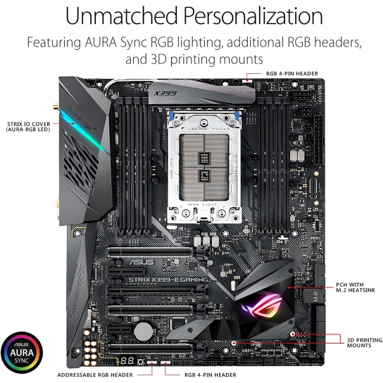ASUS ROG STRIX X399-E AMD Gaming WI-FI Motherboard with AURA Sync RGB lighting