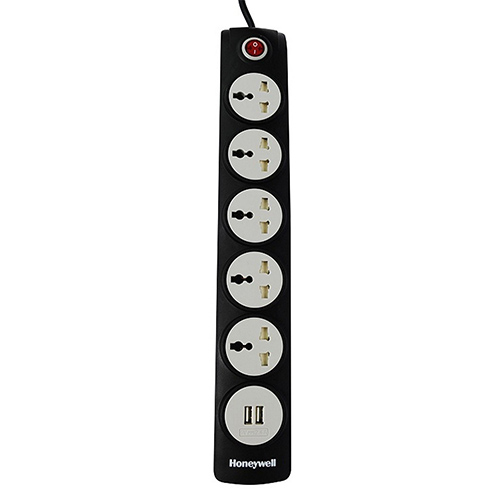 HONEYWELL 5 Out Surge Protector with Master Switch + 2 USB