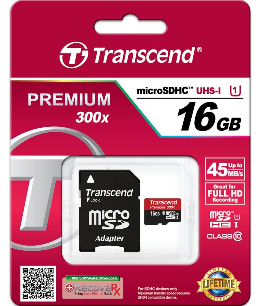 TRANSCEND Micro SD 16 GB Class 10