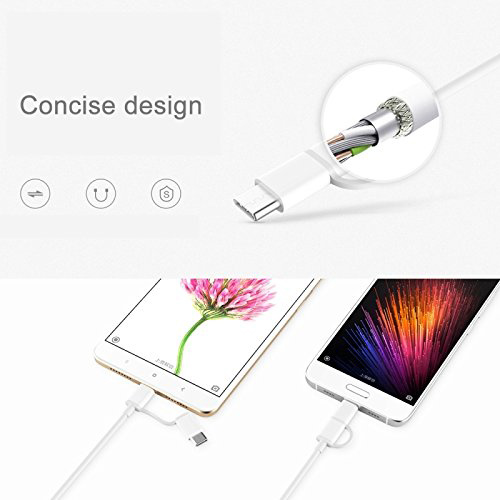 XIAOMI  Mi 2-in-1 USB Cable 30cm(Micro USB to Type C)- White