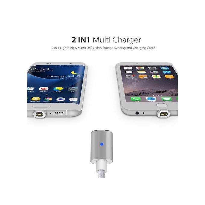 2 in 1 Magnetic Charging Cable, Stouch Magnetic Lightning and Micro USB Connector Adapter