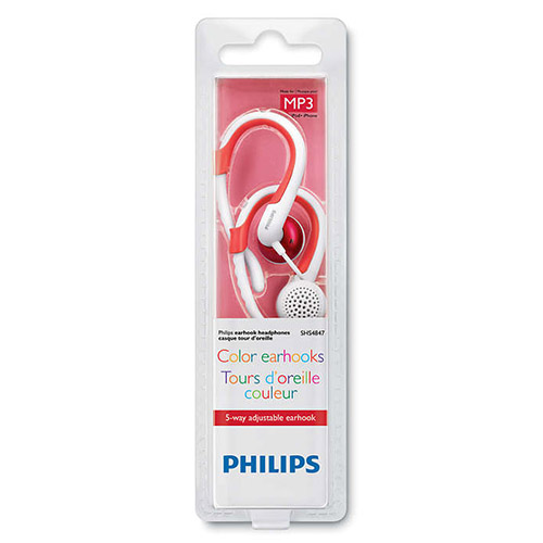 PHILIPS SHS4847/28 -hook Headphone-  White &amp;amp; Maroon