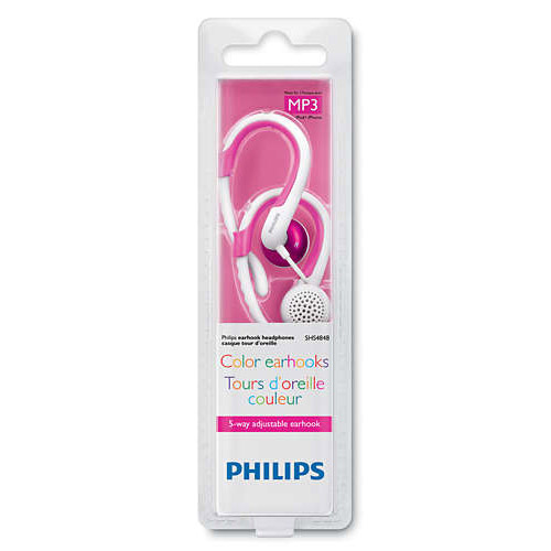 PHILIPS SHS4848/28 -hook Headphone-  White &amp;amp; pink