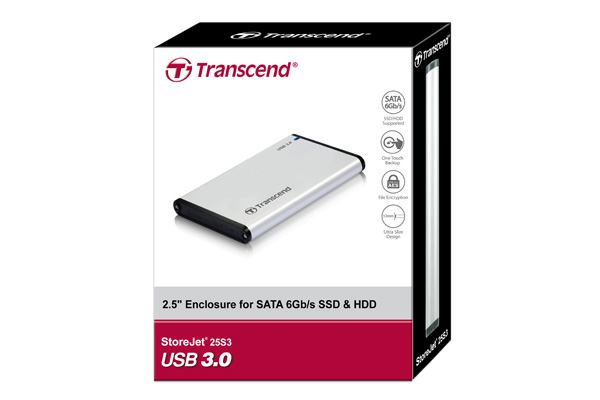 TRANSCEND S3 -2.5&amp;quot; Aluminium Case USB 3.0 Password Protection / One Touch Backup HDD Case