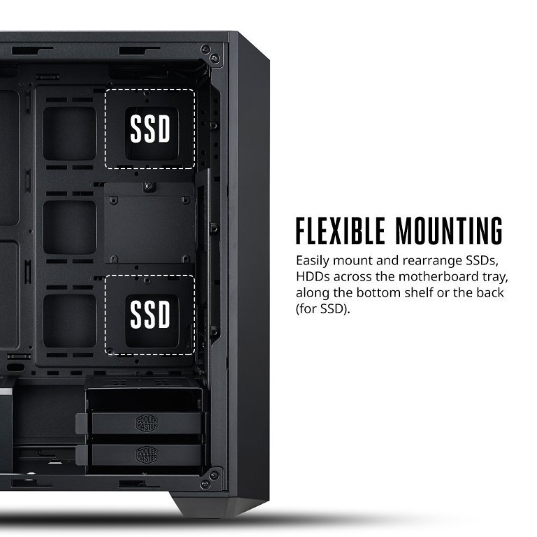 Cooler Master Master Box 5 Case White Edition Computer Case USB 3.0, ATX, microATX, MiniITX, Window Side Panel, Mesh Front Panel, White