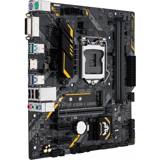 ASUS TUF B360M-E Intel LGA 1151 mATX gaming motherboard with Aura Sync RGB LED lighting