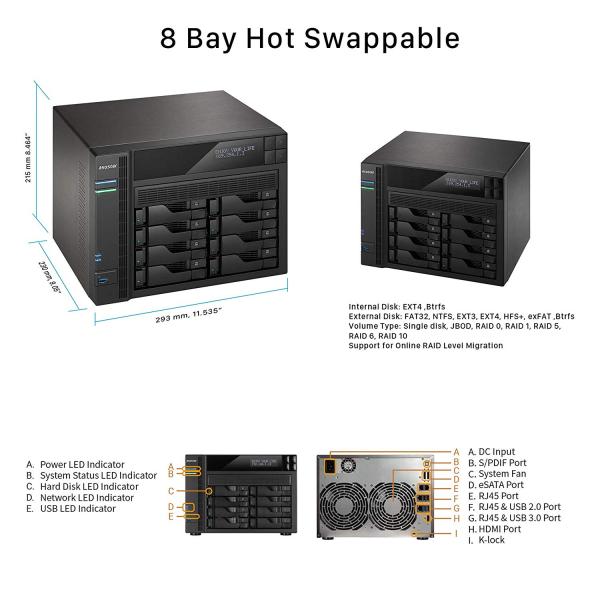 ASUSTOR AS6208T A Quad-Core Flagship 8-Bay NAS